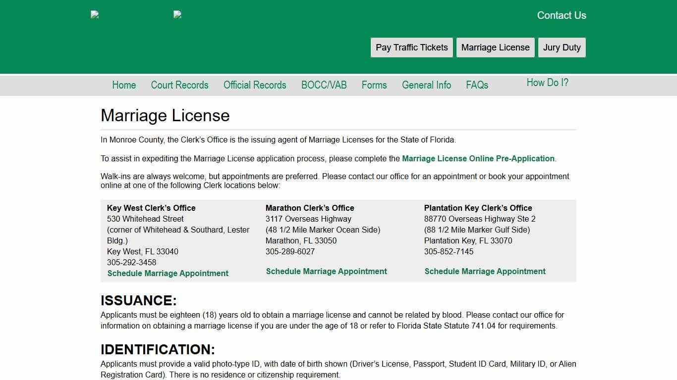 Marriage License Key West Clerk of Courts