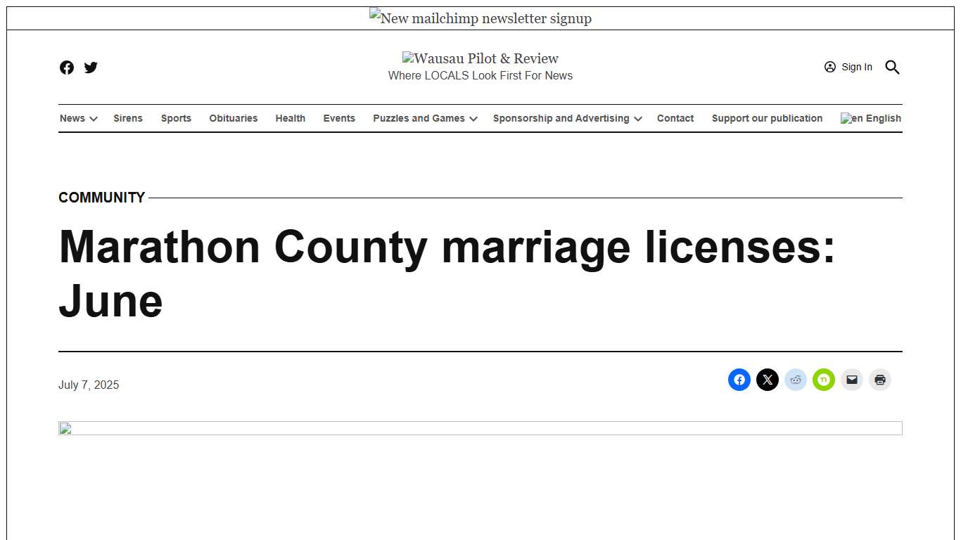 Marathon County marriage licenses: June - Wausau Pilot & Review